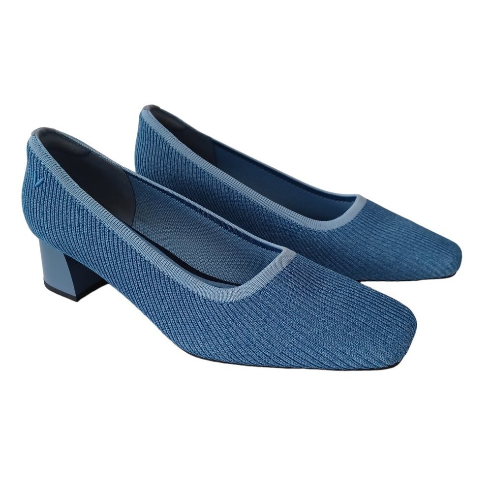 Vivaia Shoes Womens US 11 Melody Pump Chunky Square Toe Blue Knit Comfort‎ Heels
